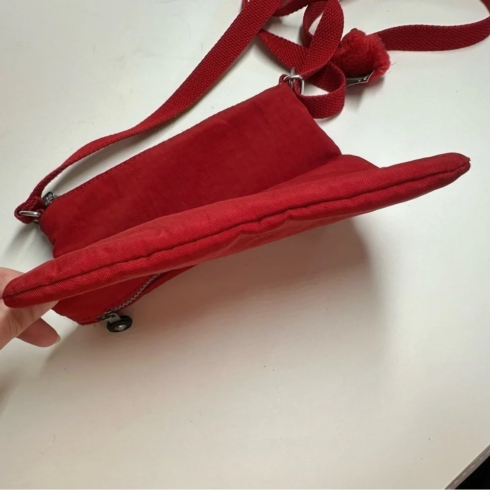 Kipling Red Crossbody Bag Small Double Outside Pockets Jaxton Gorilla Charm